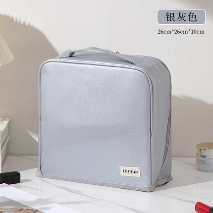Vertical Cosmetic Bag, Large Capacity, Women's Pencil Case, Travel Pu Waterproof, Can Be Hung on Luggage, Makeup Brush Storage Bag