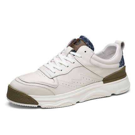 European Station Men's Shoes Forrest Gump Shoes Sneakers Leather White Shoes Contrast Casual Board Shoes Torre Shoes Men's One Piece Hair