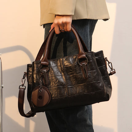 Hong Kong 2025 New Retro Contrast Color Personalized Hand-Held Crossbody Three-Layer Large Capacity Pillow Bag Women's Bag