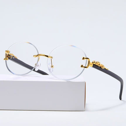 Round Frame Gradient Sunglasses Leopard Fashion Trendy Men's and Women's Sunglasses All-match New Rimless Glasses Wholesale