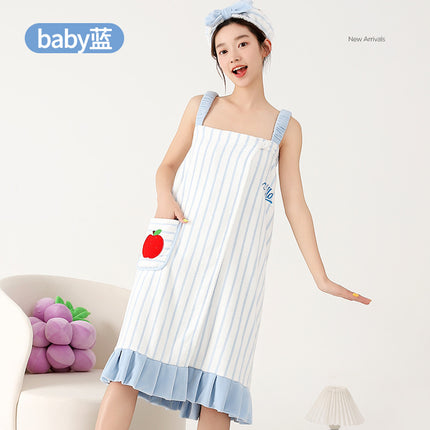New Style Thickened Bath Towel Girls Can Wear Wrap Cotton Absorbent Quick-drying Household Nightgown Autumn and Winter Bathing Bathrobe Bath Skirt