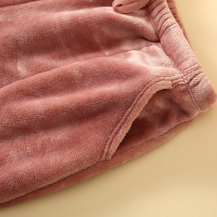 Extra thick 400g women's pajama pants winter coral fleece flannel home pants can be worn outside ankle-tied warm pants