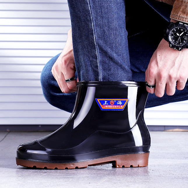 Shanghai Sijie High-Top Rain Boots, Long Rubber Boots for Outdoor Activities, Non-Slip Large Sole Rain Boots, Mid-High Top Farming Labor Protection Water Boots