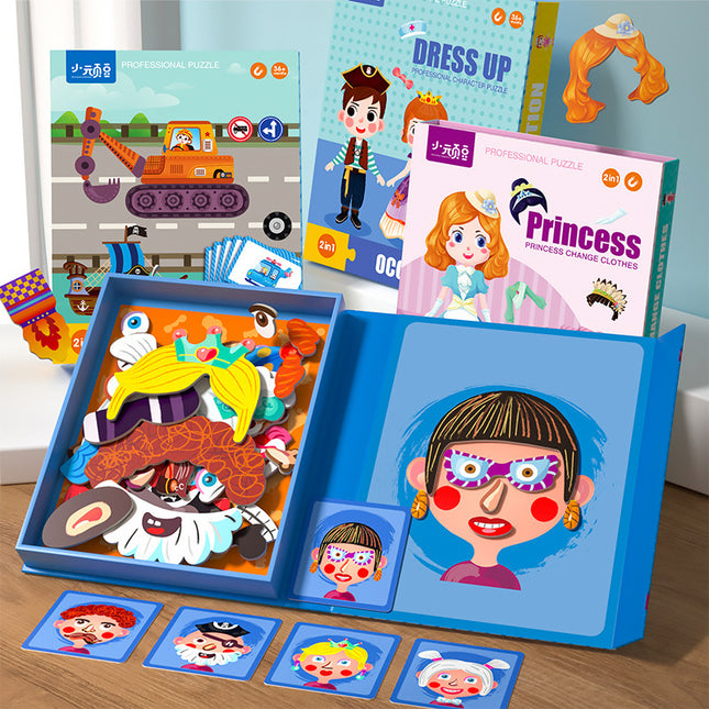 Children's puzzle magnetic puzzle 3 to 6 years old change magnetic stickers 2 Boys 4 girls Pingtu early childhood baby toys