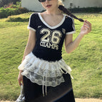 Three-layer flower butt curtain, milky white / One size fits all