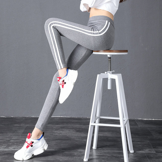 Spring and autumn stretch knitted leggings women's slim fit plus size parallel bars pencil pants casual running pants sports long pants