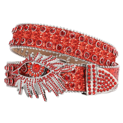 Cross-border rhinestone eye wide belt women inlaid rhinestone flash hip-hop punk personality fashion non-mainstream wholesale