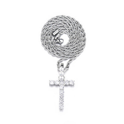 Cross-border new zircon cross necklace temperament cold fashion hip hop pendant jewelry factory wholesale