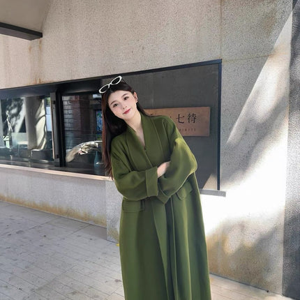2026 Wrap-Style 100% Sheep Wool Minimalist Texture Loose Silhouette Cape-Style Double-Sided Wool Coat for Women