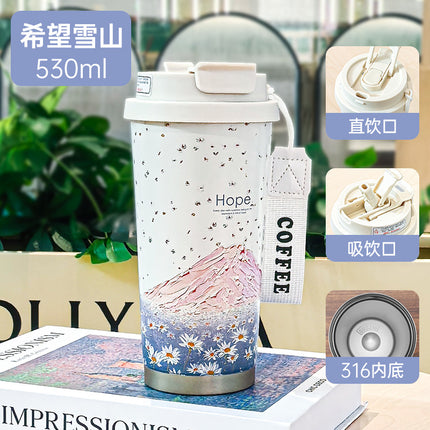 Summer Insulated Stainless Steel Water Cup, Thermos Cup, Coffee Cup, Double-Layer Car Cup, Smart Display Gift Cup, Customizable