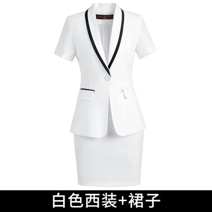 Summer short-sleeved suit suit women's thin business wear small temperament formal suit suit skirt front desk work clothes