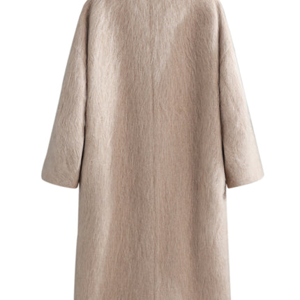 New Light Luxury Soft Brushed 100% Cashmere Long Coat for Women, Oversized Double-Breasted Loose Extended Coat
