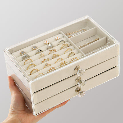 Jewelry Box Storage Box Desktop Anti-Oxidation Earrings Necklace Ring Hairpin Display Stand High-End Hand Jewelry Box