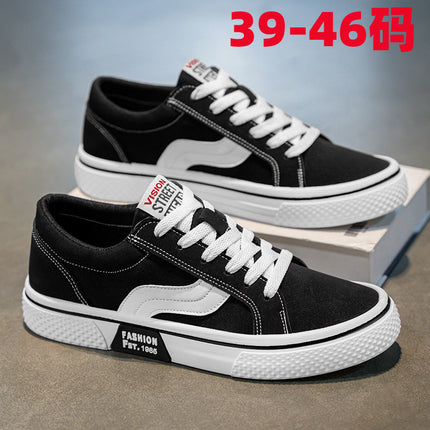 Summer and Autum Breathable Canvas Shoes Large Size 45 Shoes Men's 46 Black Sneakers Plus Fat and Widened Casual Shoes Cloth Shoes