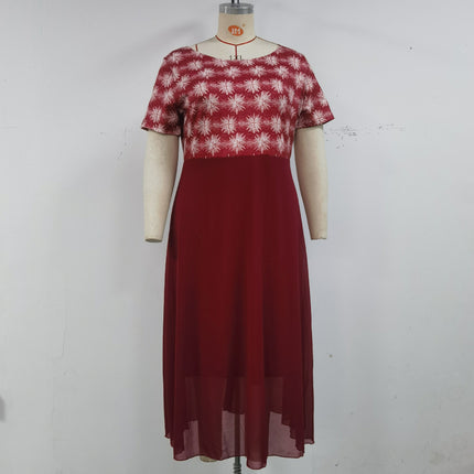 European and American African Plus Size Women's New Tops and Dresses 2-Piece Set Cross-Border Spot Drop Shipping Jx510