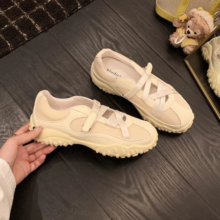 Mary Jane Style Height-Increasing Ballet Trainers for Women, 2026 New Retro Versatile Patchwork Casual Sneakers