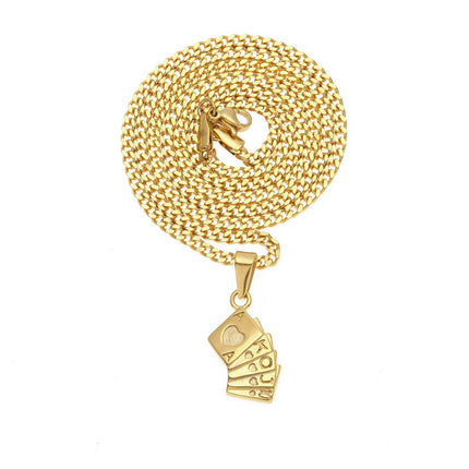 European and American Cross-border Hot Selling Stainless Steel Real Gold Electroplated Pouch Alphabetic Digital Hip Hop Trend Pendant Niche Jewelry