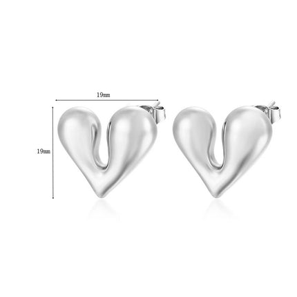 Korean and Japanese Trendy Earrings Sweet Niche Stud Earrings Personality Heart-Shaped Design Earrings Retro Simple Ear Accessories