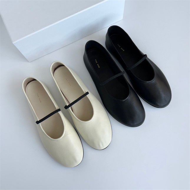 Niche The row Ballet Flats Comfortable Soft Leather Step-on French Milk Shoes Leather Shoes Women's Shoes