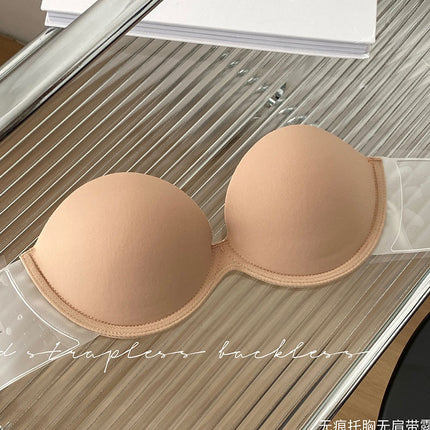 Cross-border Strapless Backless Invisible Silicone Underwear Women's Beautiful Back Seamless Non-slip Push-up Bra Wedding Dress Chest Sticker