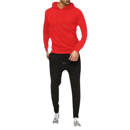 Men's Suit Foreign Trade Cross-Border Sports Sweatshirt Pullover Sweatpants Fleece Fashion Solid Color Men's Hoodie Two-Piece Set