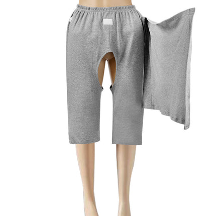 Bedridden Leg Fracture Adult Incontinence Care Open Crotch Pants Summer Autumn and Winter Cotton Men and Women's Bed Easy-to-Wear and Unisex Maternity Pants