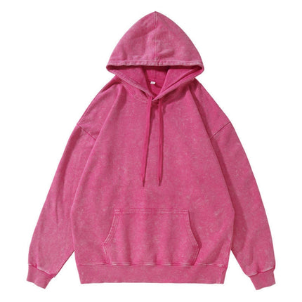 Trendy Brand Heavyweight Pure Cotton Terry 400g Washed Distressed Crew Neck Sweatshirt Hoodie Retro Sweatshirt with Printed Logo