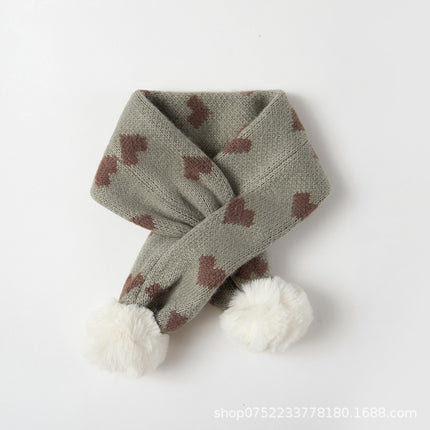 Babamama children's scarf winter thick warm jacquard love boy's scarf baby girl's thickened scarf scarf