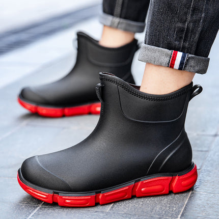 2025 Spring and Autumn Wading Short Boots Khaki White Men's Rain Boots Non-Slip Lightweight Waterproof Black Classic Rubber Shoes Waterproof Boots for Men
