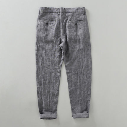 1335 Spring and Summer New Linen Casual Pants for Men, Lightweight, Breathable, Non-Stick, Yarn-Dyed Cotton and Linen Straight-Leg Loose Pants