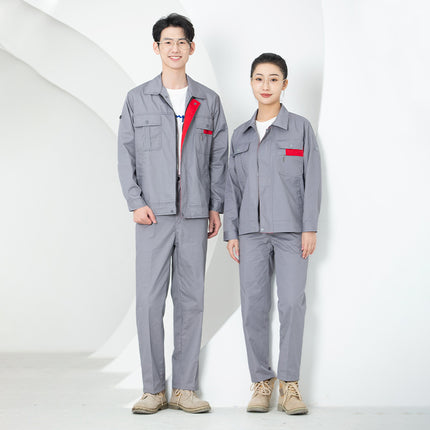 Factory wholesale polyester long sleeve overalls gas station staff tooling can be printed logo wear-resistant breathable labor protection clothing