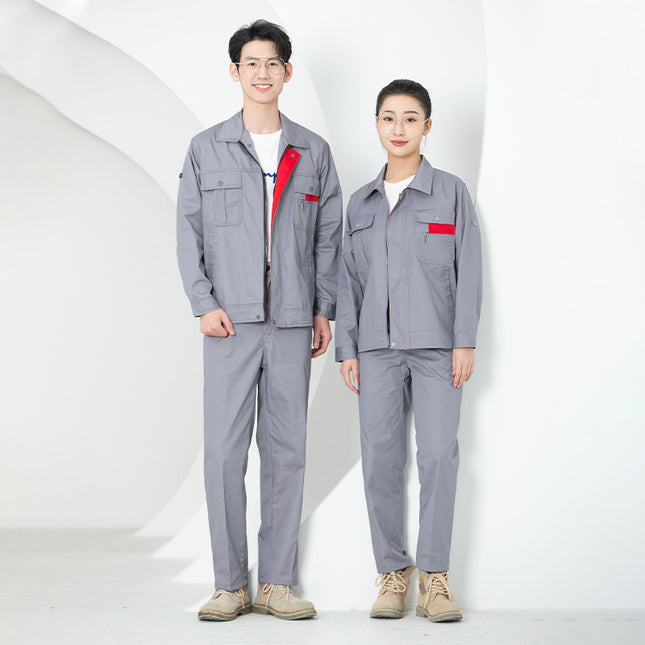 Factory wholesale polyester long sleeve overalls gas station staff tooling can be printed logo wear-resistant breathable labor protection clothing
