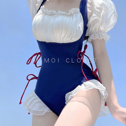 2025 New Swimsuit Women's Conservative Fairy Style Belly Covering Slimming One-Piece Hot Spring Summer Fashion Conservative Skirt Swimsuit