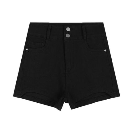 Black Denim Shorts Women's Summer Small Hot Girl High Waist Slimming Straight Pants Tight Stretch Casual Hot Pants