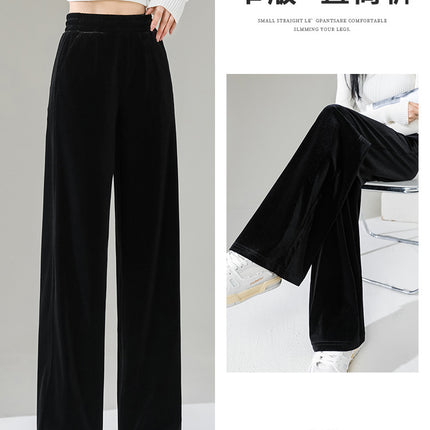 Factory a generation of gold velvet wide leg pants women fall/winter high waist sagging slim loose casual fleece-lined velvet pants