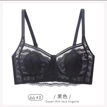 Pure Desire Style Ultra-thin Underwear Women's Large Chest Small Chest Slimming Upper Bra Anti-sagging Tilt Adjustable Bra