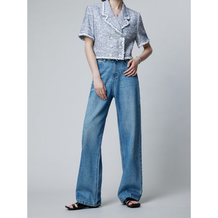 【Special Clearance】Women's Jeans Made of Premium Denim Fabric, Comfortable and Stylish, Slimming Wide-Leg Floor-Length Pants