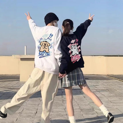 High-end Men's and Women's Long-sleeved Ins Style Top Special Couple Clothing Autumn and Winter fleece-lined Round Neck Sweat Fashion Brand Class Clothes