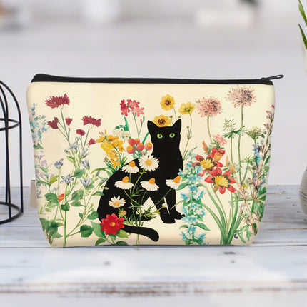Cross-border Hot Selling Printed Canvas Cosmetic Bag Women Clutch Bag Student Zipper Pencil Case Wholesale Large Capacity Storage Bag