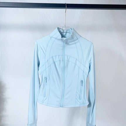 Lulu Yarn Vibration Gold Label Stand Collar Short Jacket Sports Yoga Wear Slimming Sports Jacket for Women