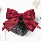 8-character bow hair net [burgundy fine mesh]