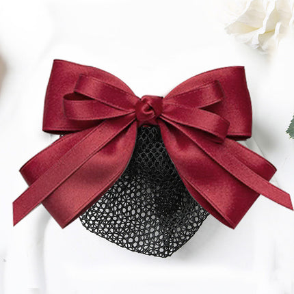 Stewardess Net Pocket Head Flower Professional Hair Net Nurse Female Bank Hotel Hairpin Bow New High-end Sense Hair Accessories