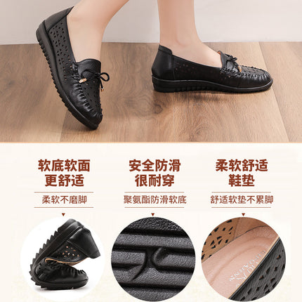 Mom's Shoes, Summer Women's Shoes, Middle-Aged and Elderly Soft-Soled Shoes That Don'T Tire the Feet, Clogs, Breathable Sandals for Middle-Aged People, Non-Slip Leather Shoes