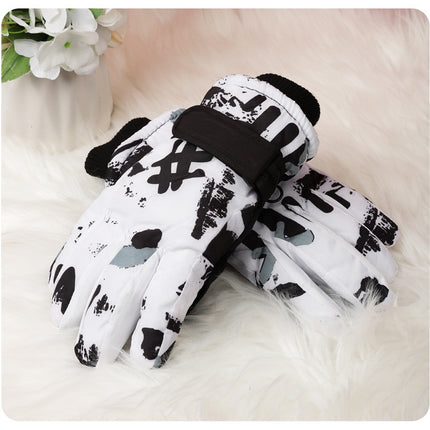 3-10 children's ski gloves outdoor riding gloves winter warm waterproof children's gloves play snow not wet hands