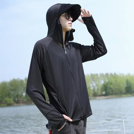 2025 Sun Protection Clothing Men's Summer Thin Jacket Light and Breathable Ice Silk Feel Fishing Sun Protection Clothing Men's and Women's Sun Protection