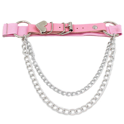 Cross-Border Hot Selling European and American Punk Gothic Pu Leather Asymmetrical Heart Chain Elastic Leg Ring Sexy Leg Strap Leg Chain