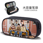 Large-capacity three-layer canvas pencil case-factory direct sales / B15675