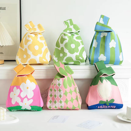 110g Baby Birthday Gift Bag Holiday Knitted Gift Bag Kidsren's First Birthday Party Handbag Gift Knitted Bag