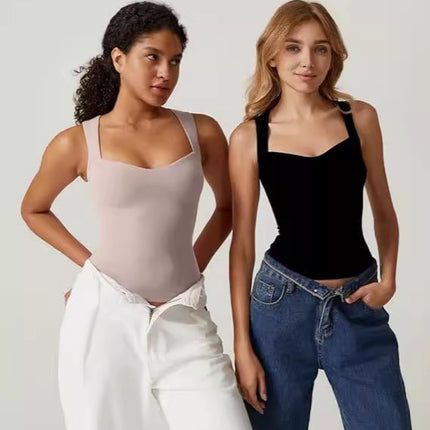 Cross-border European and American Women's Outer Wear Sleeveless Sling Clothing Square Collar Spice Girl Vest Jane Man Inner Wear Pullover Umbilical Top