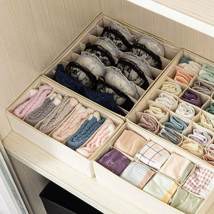 Underwear Compartmentalized Storage Box Four-Piece Set, Sock Storage Box, Fabric Home Storage, Bra Organizer, Multi-Compartment Classification Storage Box